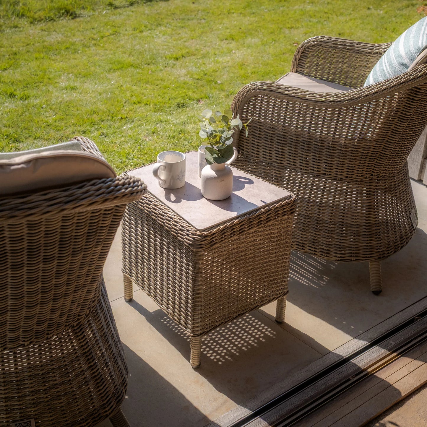 Winchester 3 Piece Rattan Bistro Set - Ceramic Glass