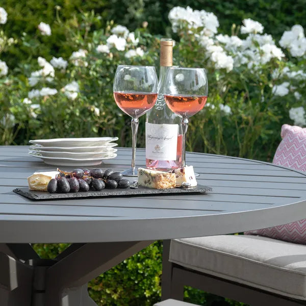 New York 4 Seat Round Aluminium Dining Set - Dove Grey