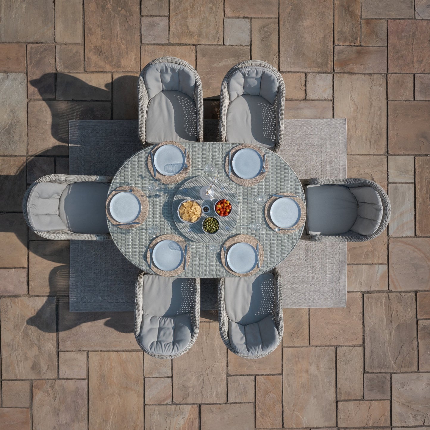 Oxford 6 Seat Oval Dining Set with Heritage Chairs & Lazy Susan