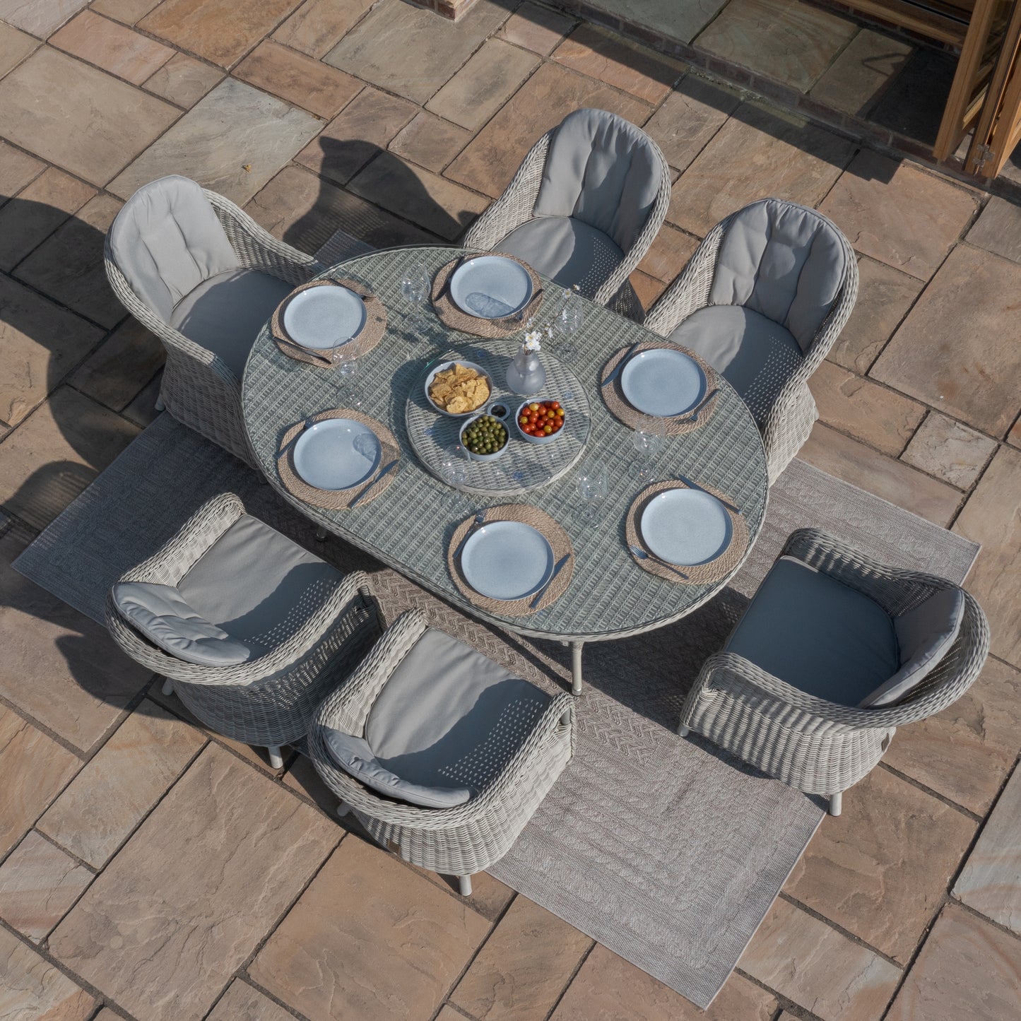 Oxford 6 Seat Oval Dining Set with Heritage Chairs & Lazy Susan