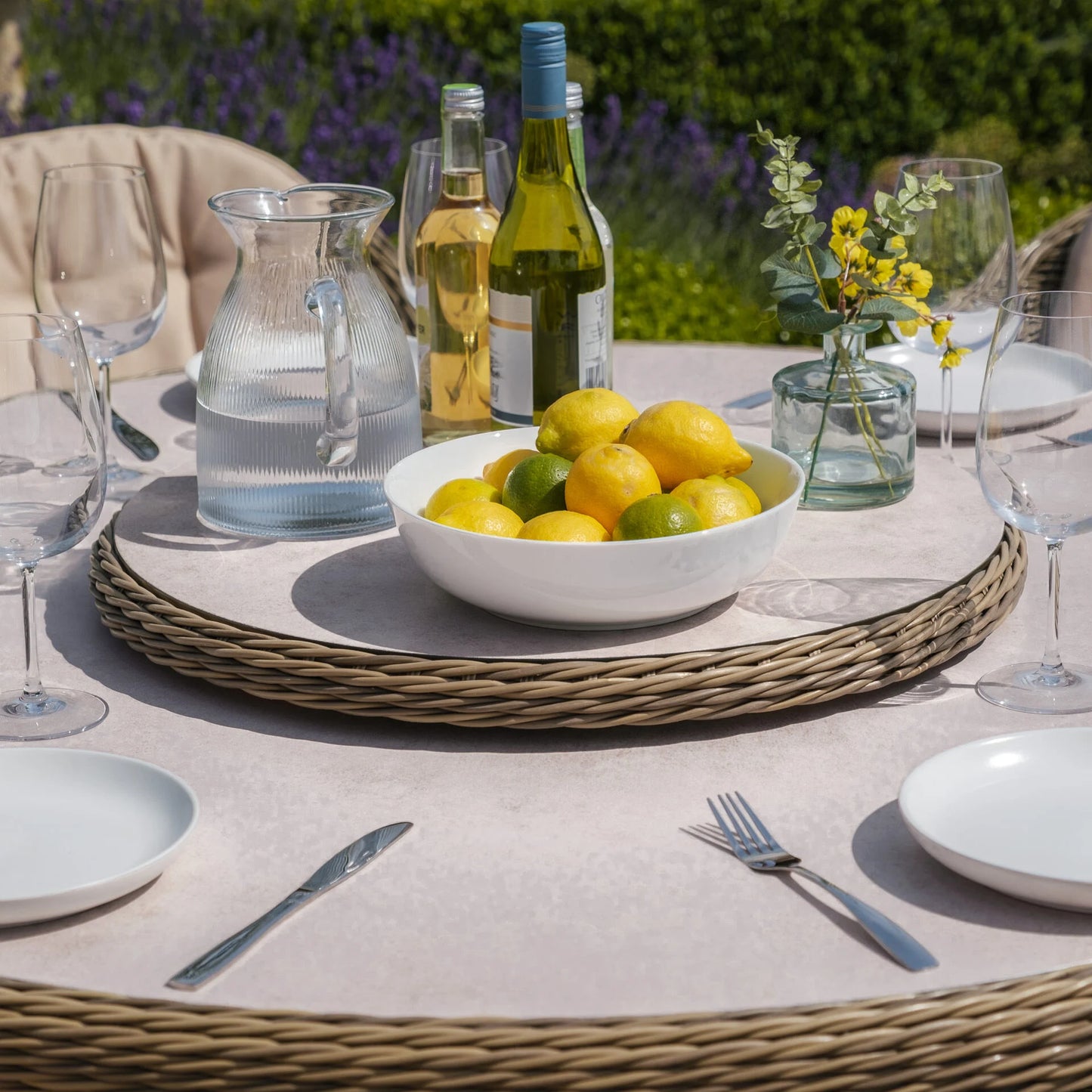 Winchester Heritage 6 Seat Round Rattan Dining Set - Ceramic Glass