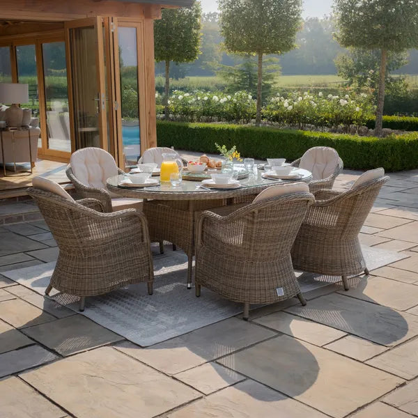 Winchester 6 Seat Oval Dining Set with Heritage Chairs and Lazy Susan