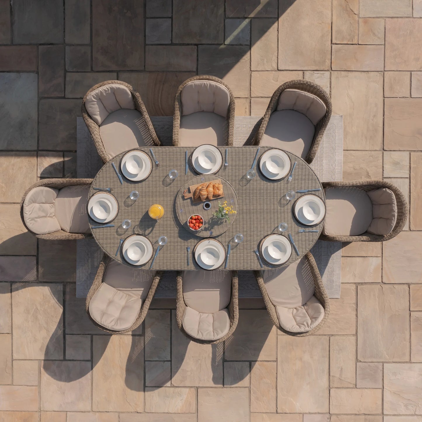 Winchester 8 Seat Oval Dining Set with Heritage Chairs and Lazy Susan