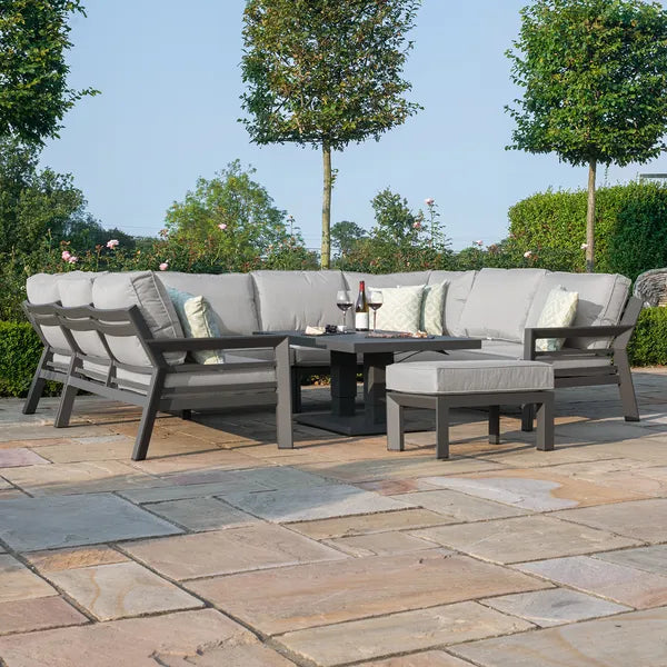 New York U-Shaped Aluminium Dining Set - Dove Grey