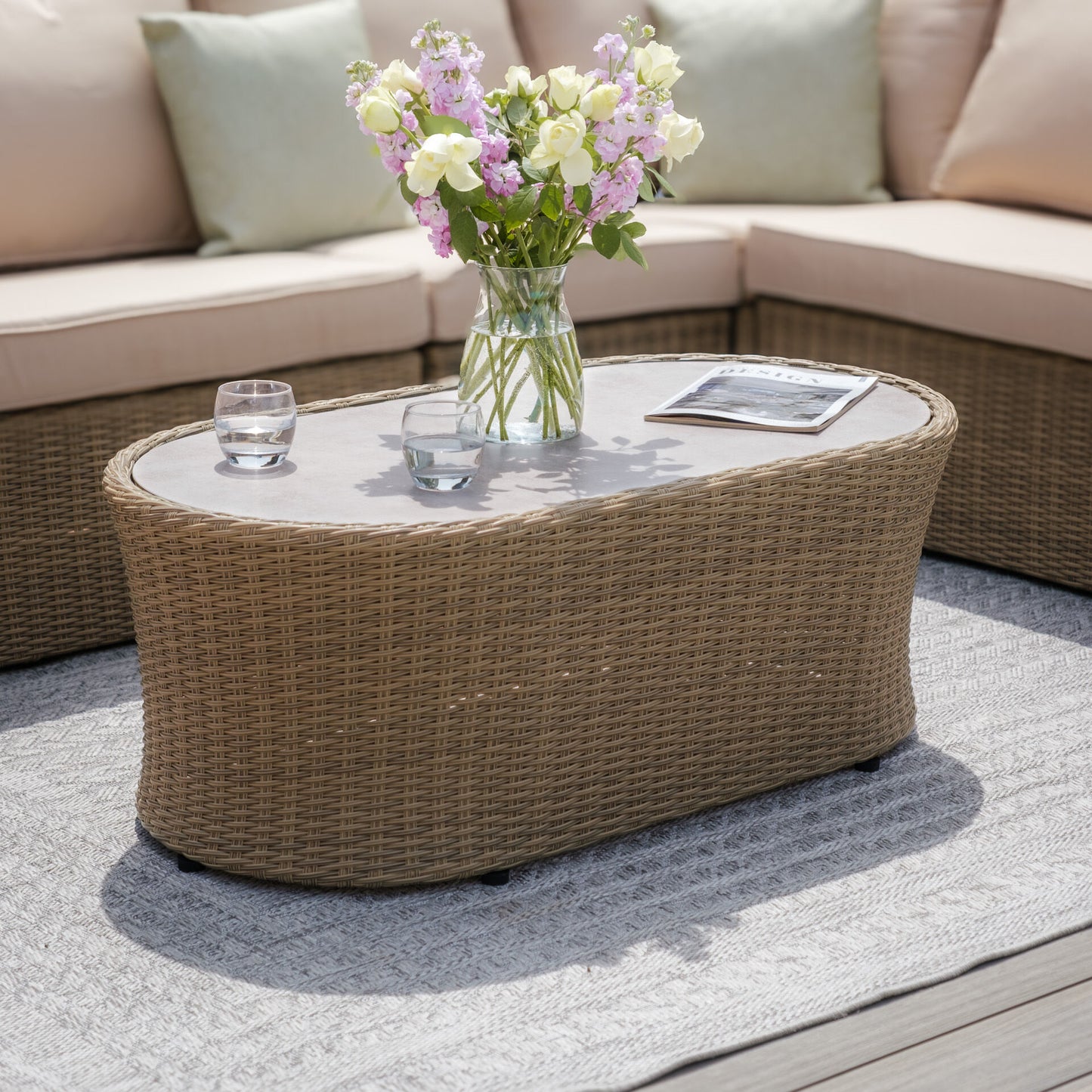 Winchester Large Corner Group - Ceramic Glass Table