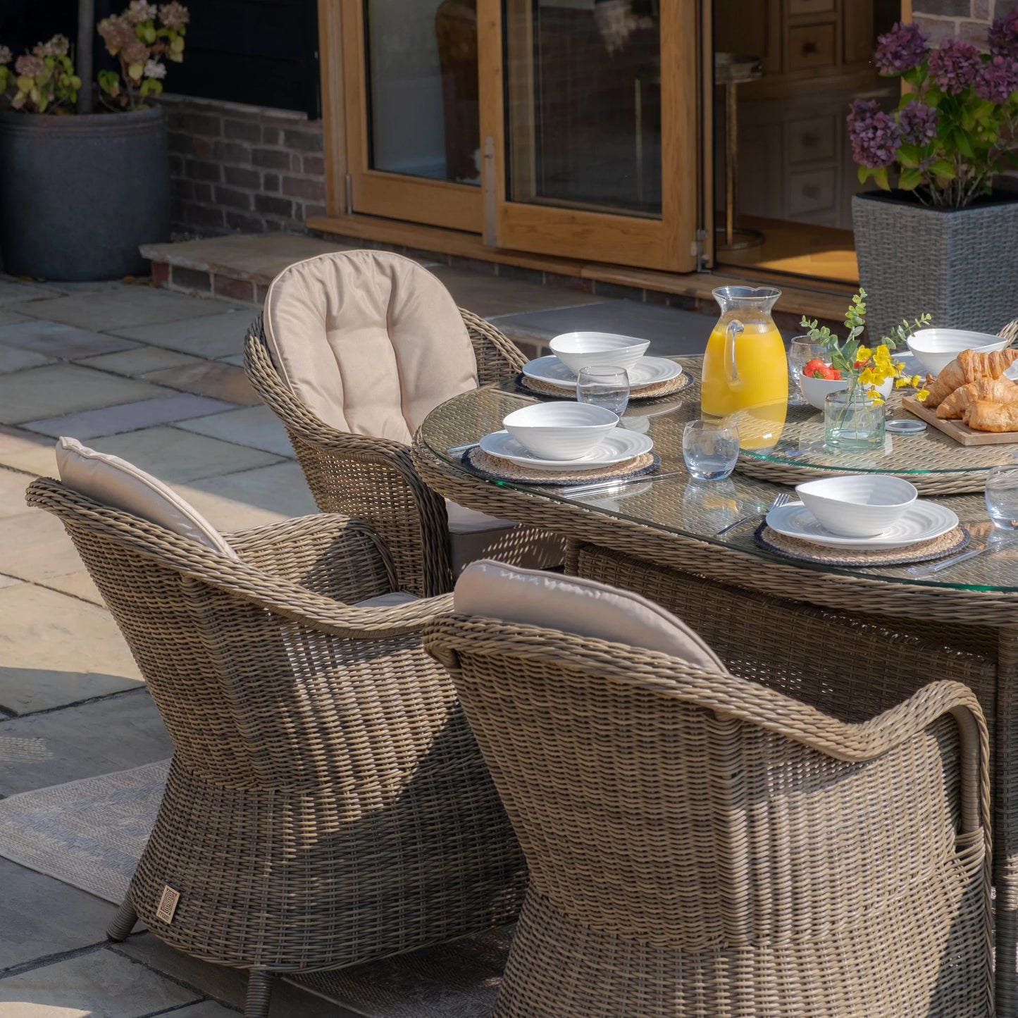 Winchester 6 Seat Oval Dining Set with Heritage Chairs and Lazy Susan