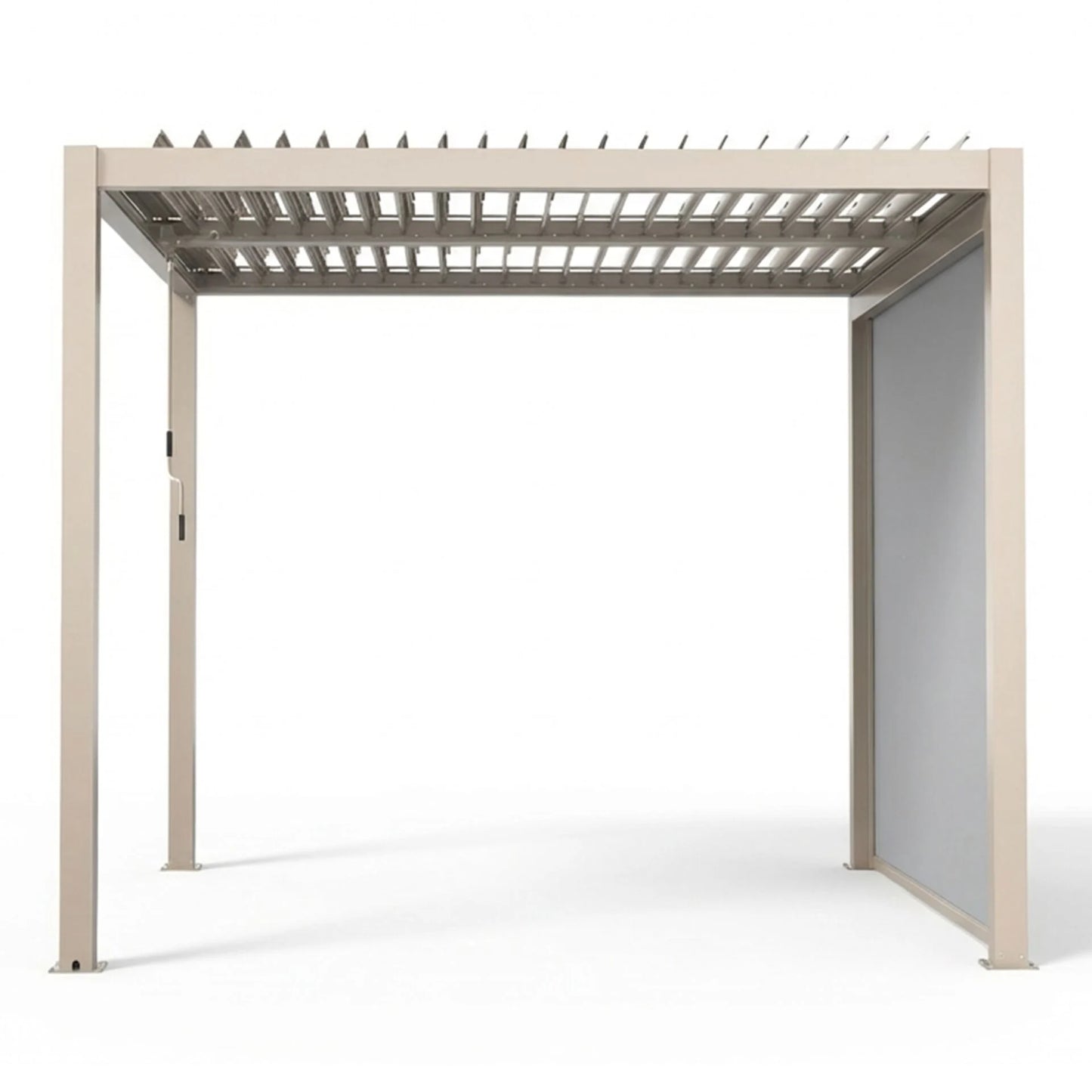 Como 3m x 3m Aluminium Metal Outdoor Garden Pergola with 4 Dropsides and LED Lighting - Latte