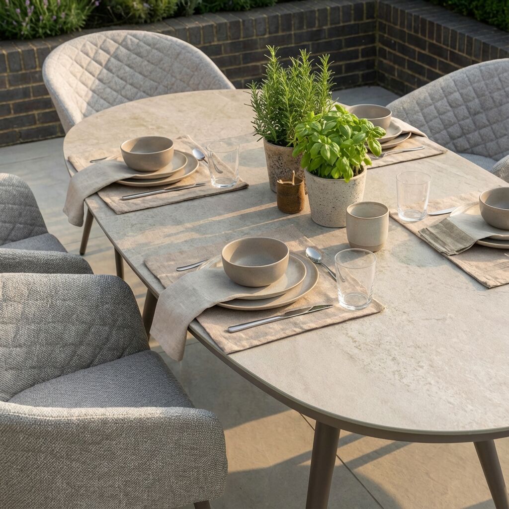 Outdoor Fabric Ambition 6 Seat Oval Dining Set - Latte