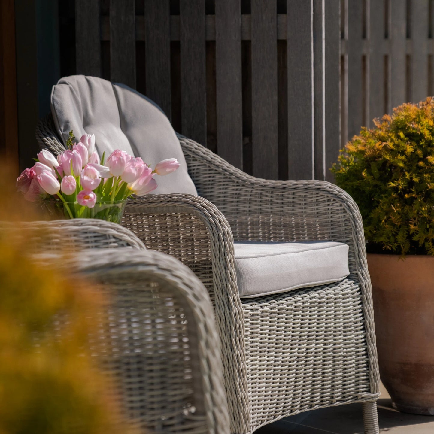 Oxford 3 Piece Rattan Bistro Set - Ceramic Top