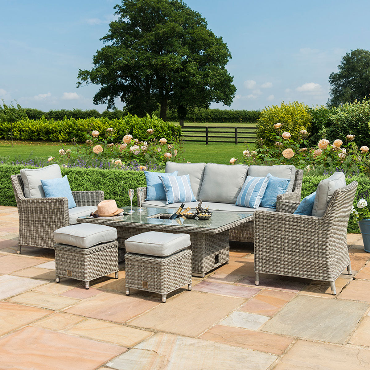 Oxford Sofa Dining Set with Ice Bucket and Rising Table