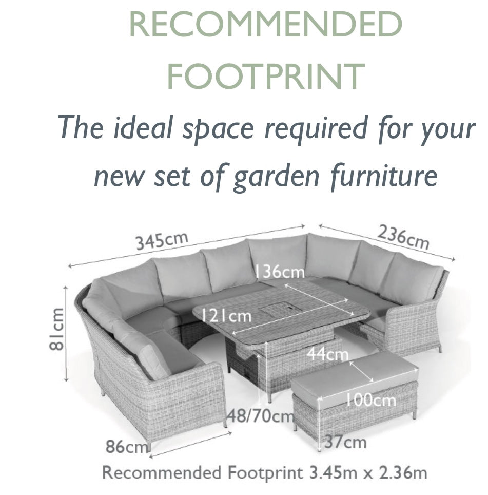 Winchester Royal U Shaped Sofa Set with Rising Table and Ice Bucket