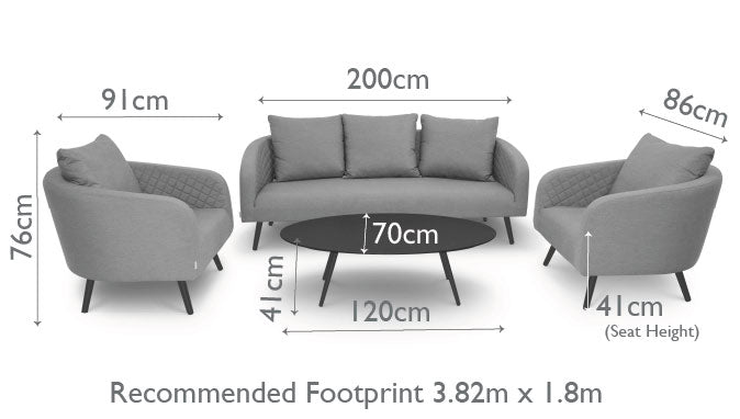 Outdoor Fabric Ambition 3 Seat Sofa Set - Flanelle