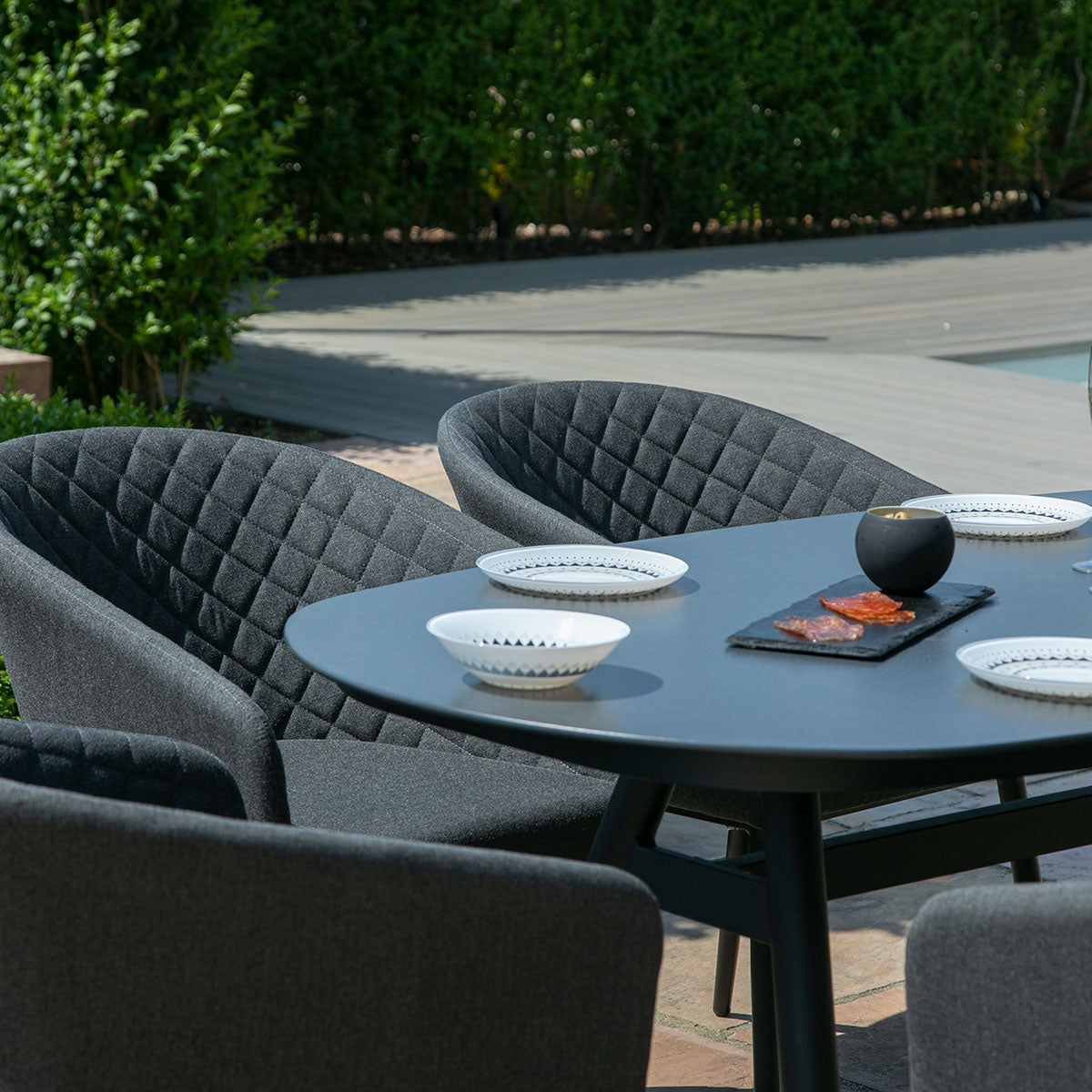 Outdoor Fabric Ambition 6 Seat Oval Dining Set - Charcoal