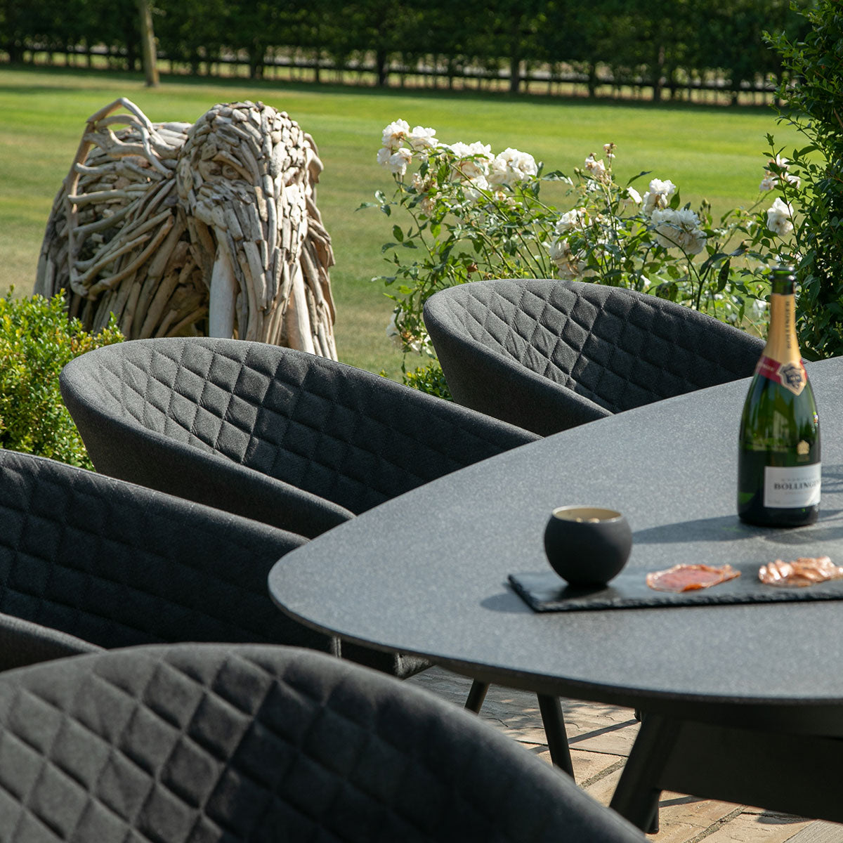 Outdoor Fabric Ambition 8 Seat Oval Dining Set - Charcoal