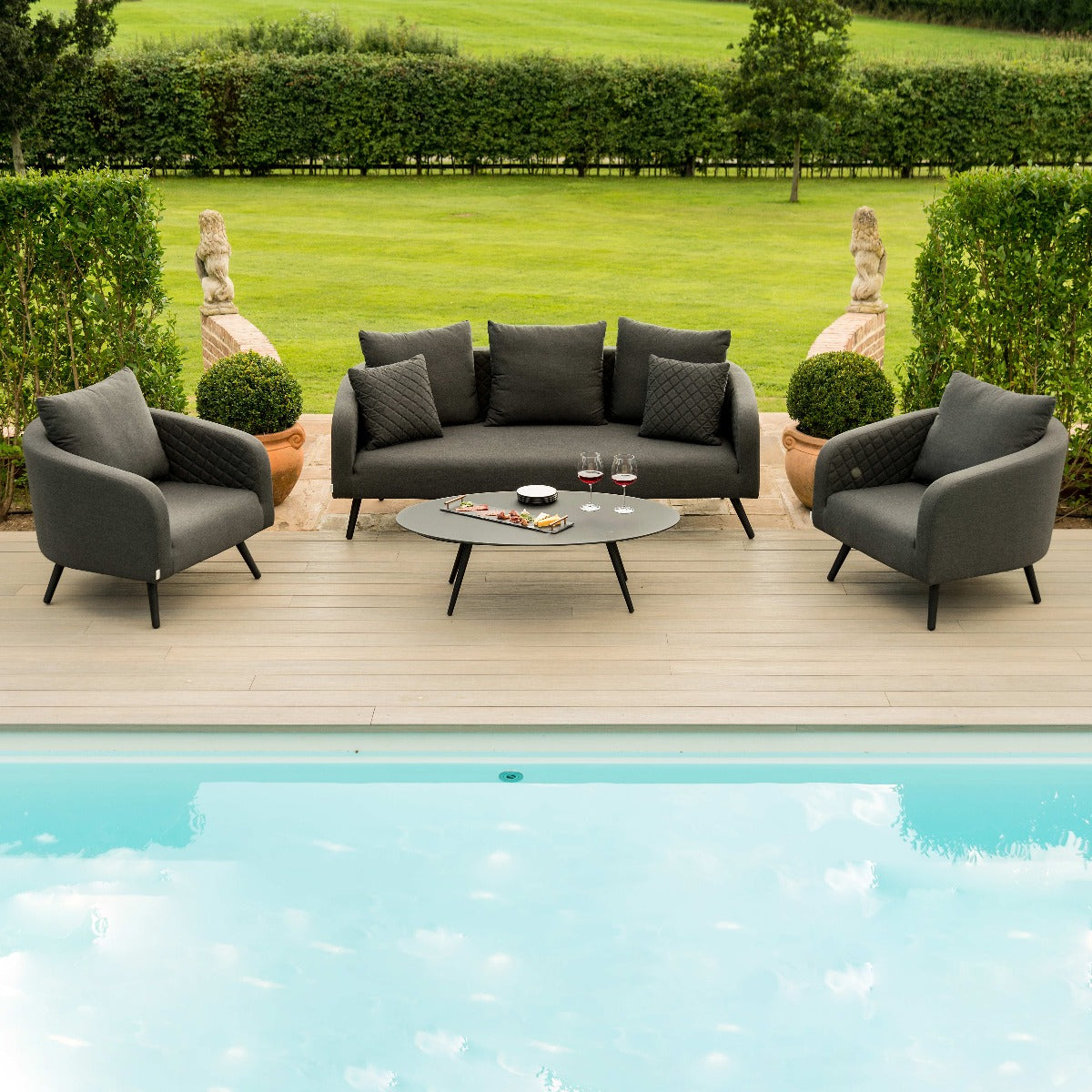 Outdoor Fabric Ambition 3 Seat Sofa Set - Charcoal