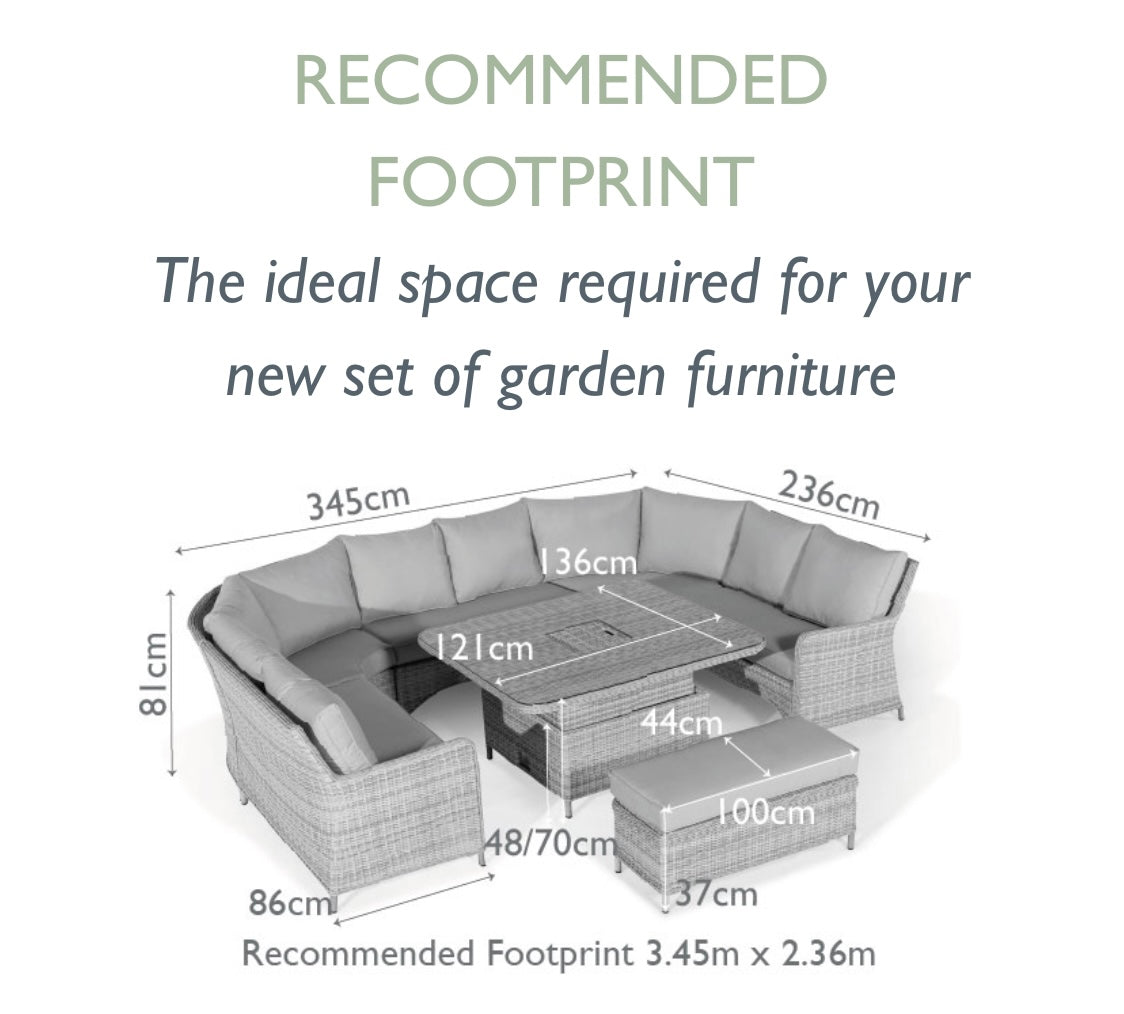 Oxford Royal U-Shaped Dining Set with Rising Table