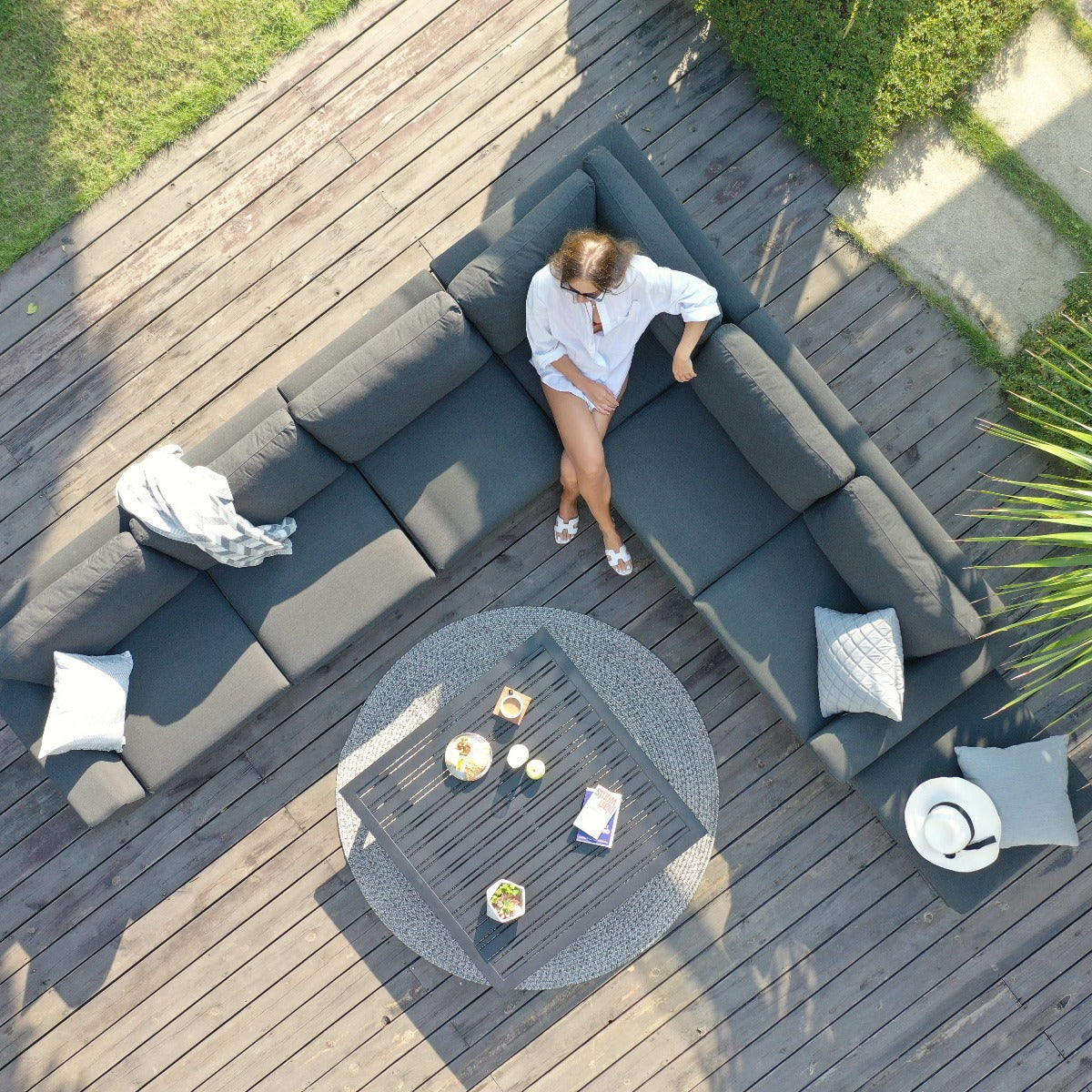 Outdoor Fabric Ethos Large Corner Group - Flanelle