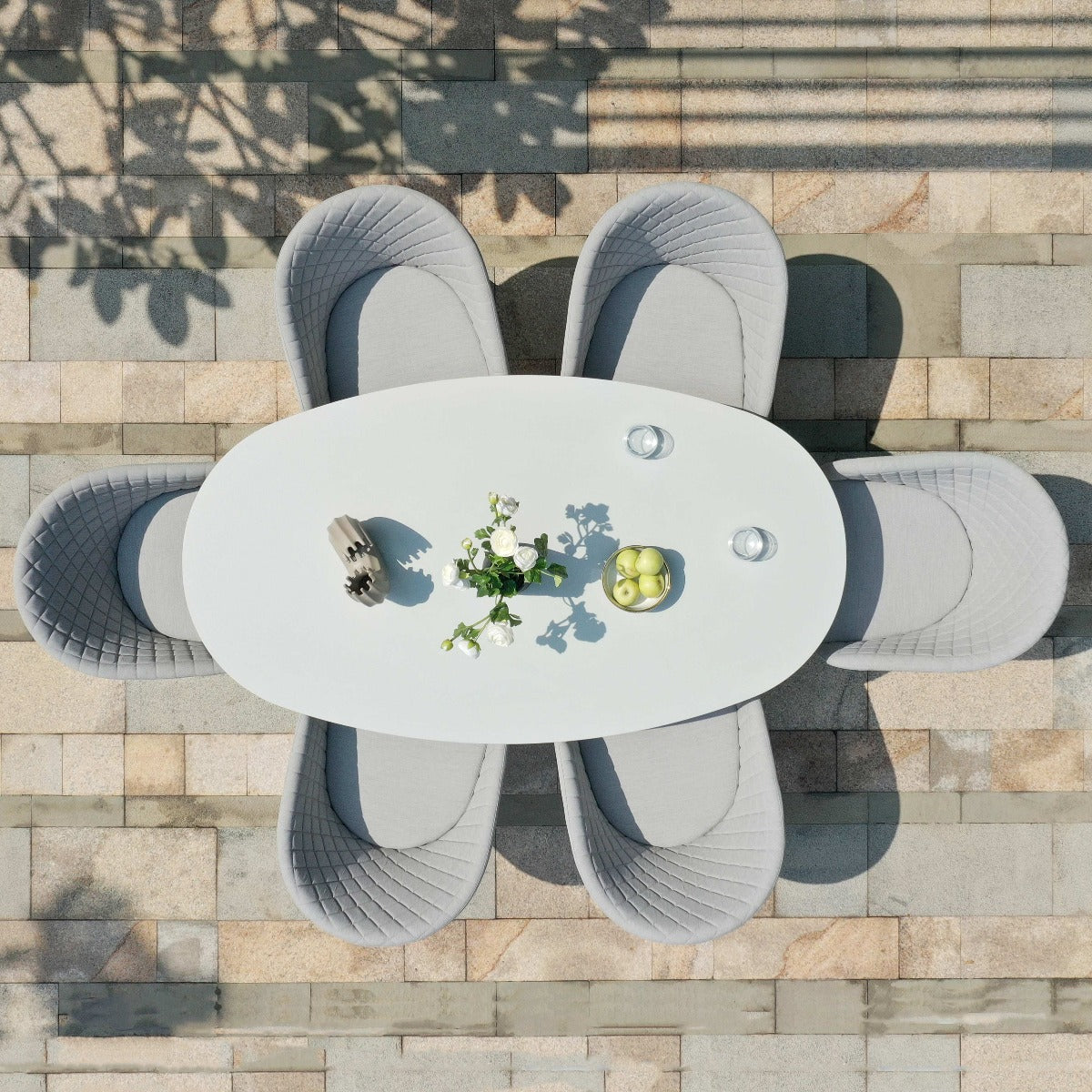 Outdoor Fabric Ambition 6 Seat Oval Dining Set - Lead Chine