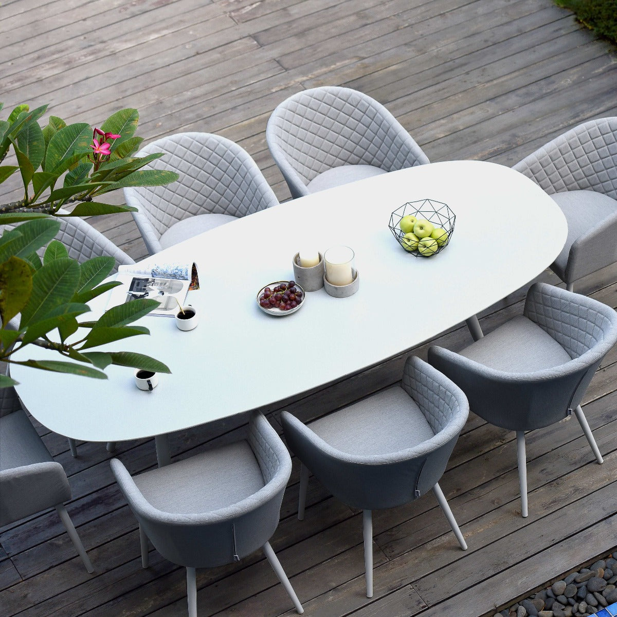Outdoor Fabric Ambition 8 Seat Oval Dining Set - Lead Chine