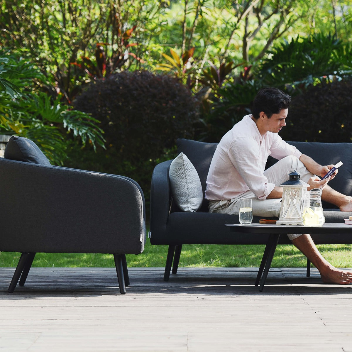 Outdoor Fabric Ambition 3 Seat Sofa Set - Charcoal