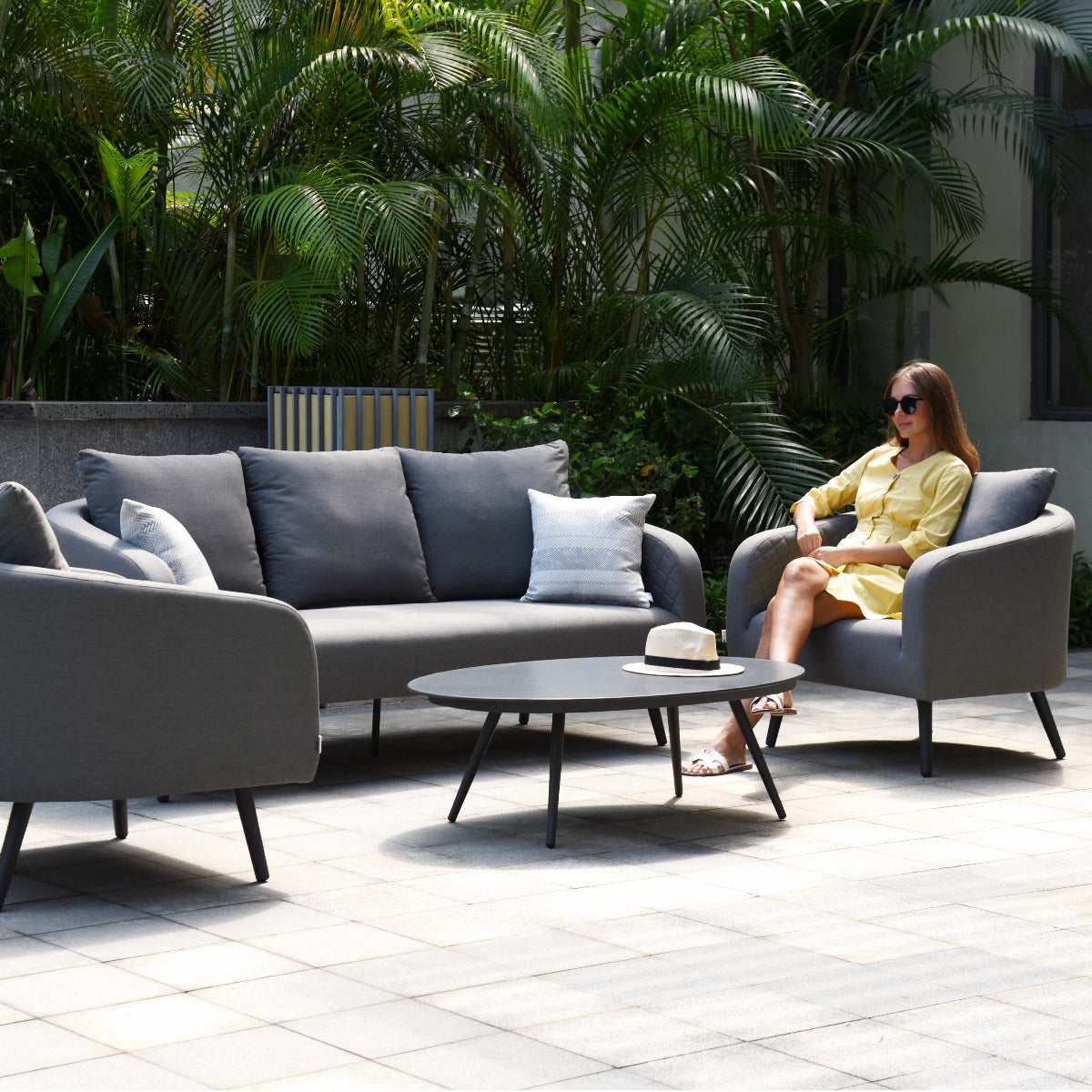 Outdoor Fabric Ambition 3 Seat Sofa Set - Flanelle
