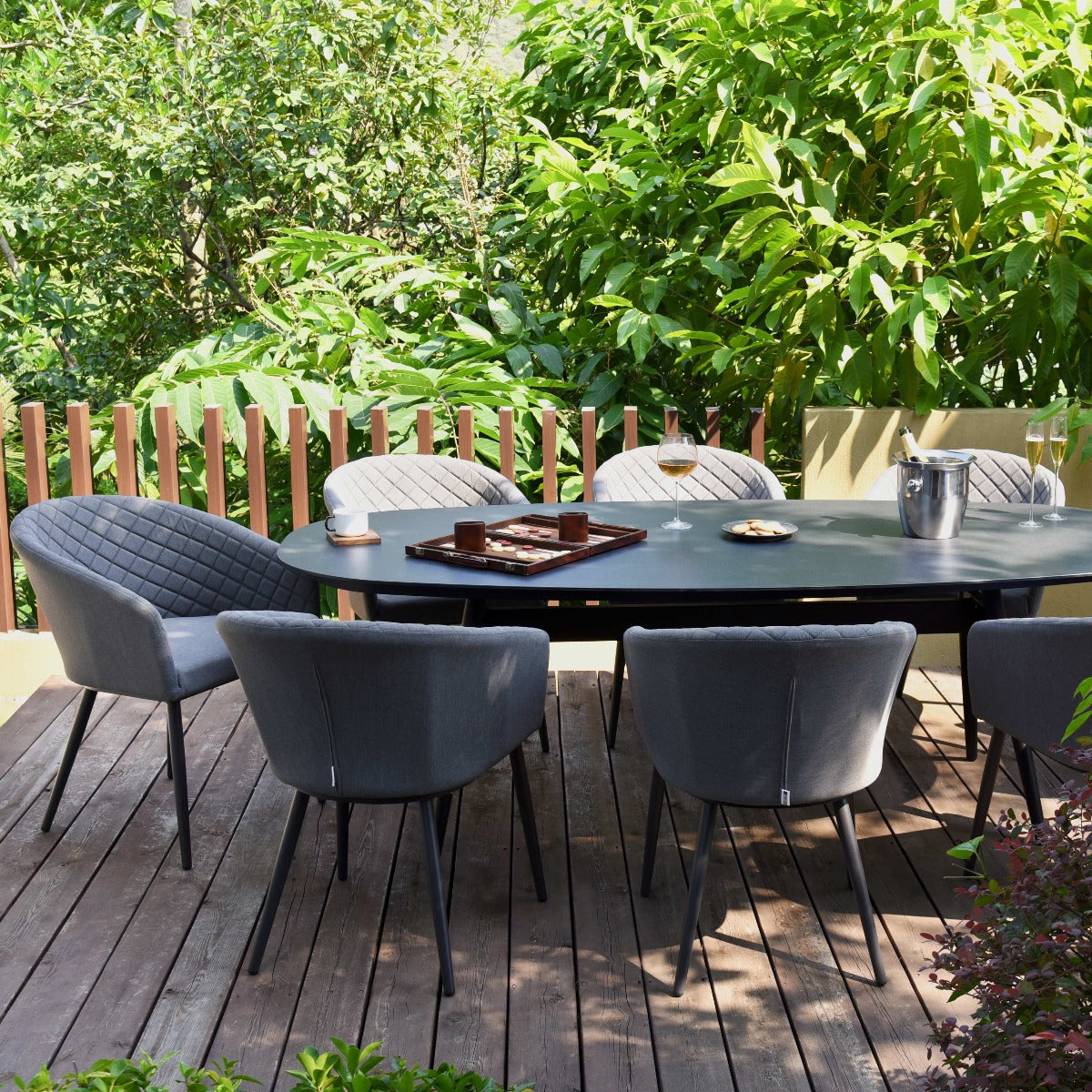 Outdoor Fabric Ambition 8 Seat Oval Dining Set - Flanelle