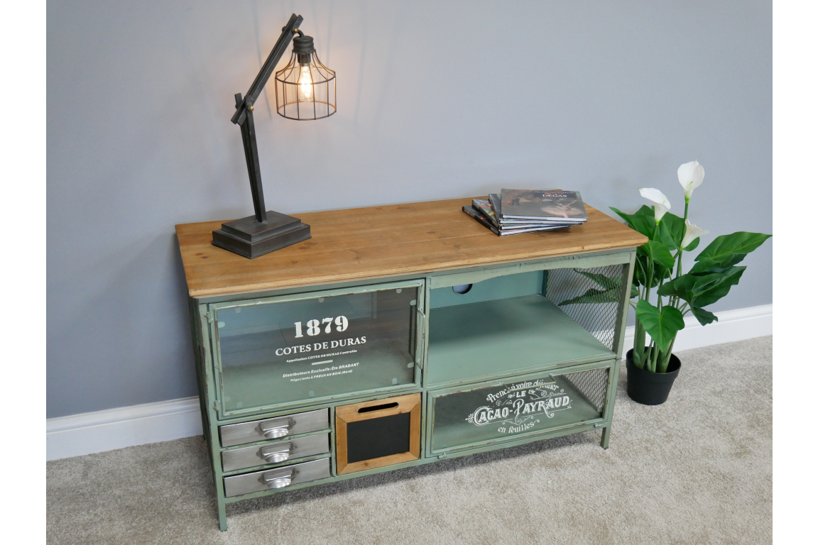 Industrial Small TV Cabinet - Green