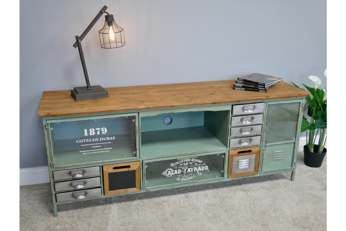 Industrial Large TV Cabinet - Green