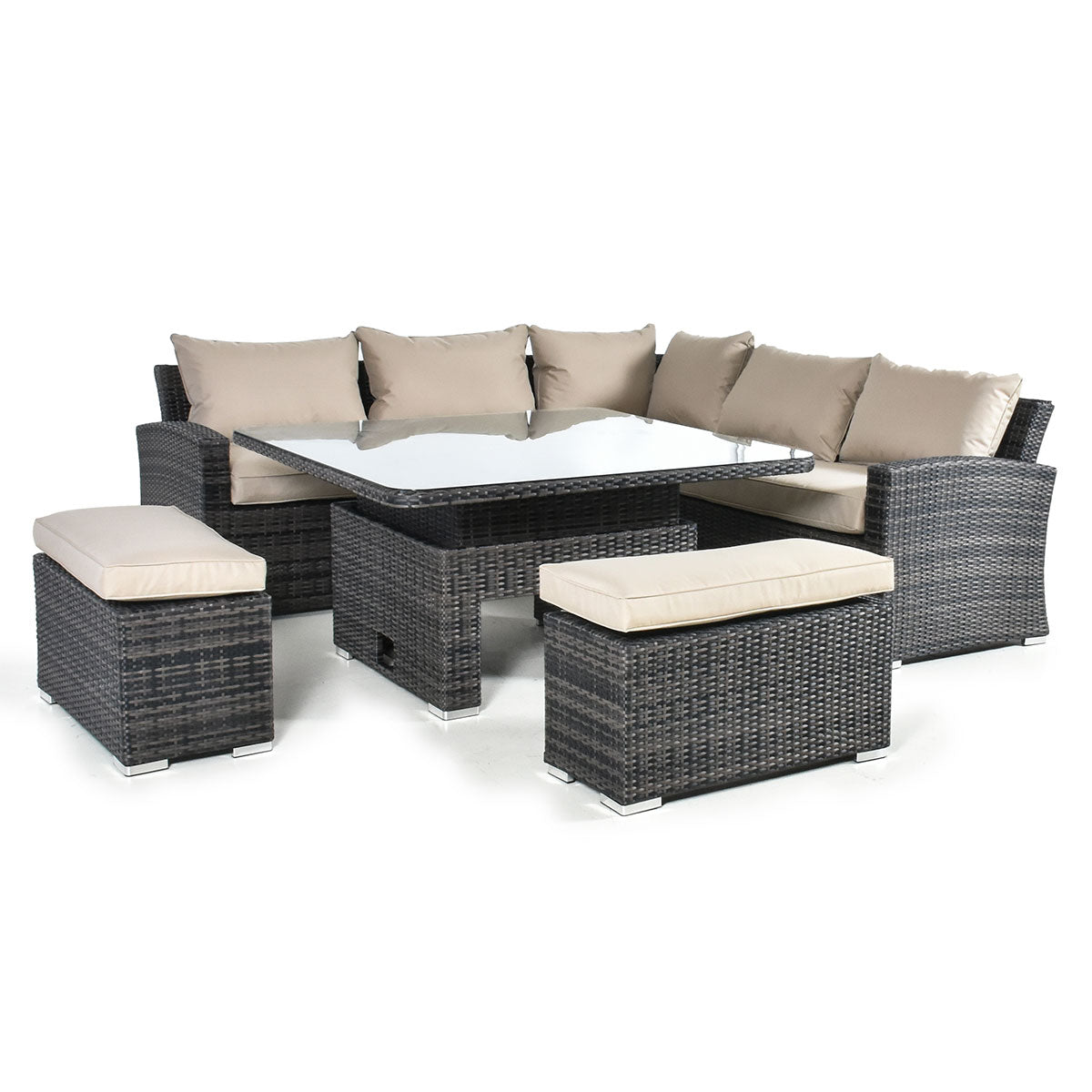 Kingston Corner Deluxe Dining Set with Rising Table - Brown