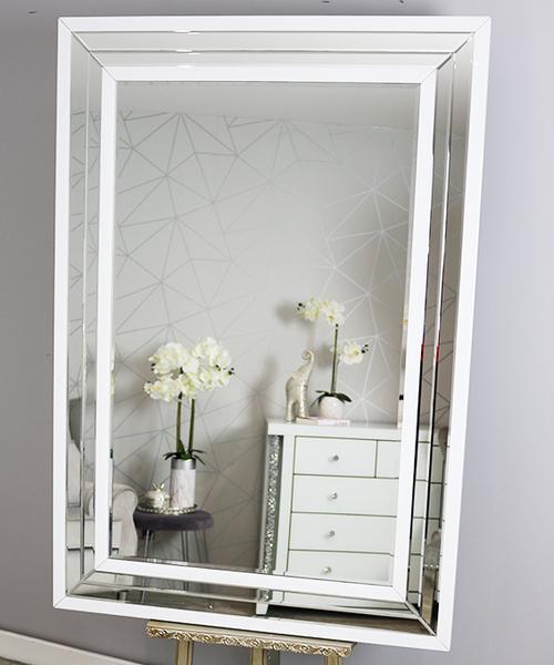 White Glass Mirror 130cm x 90cm