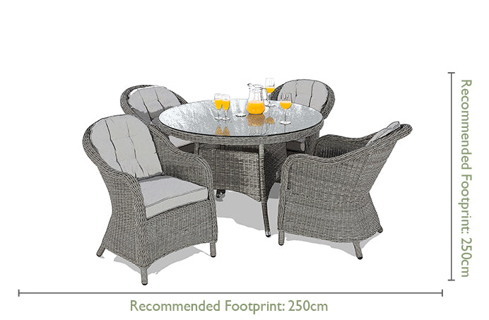 Oxford 4 Seat Round Dining Set with Heritage Chairs