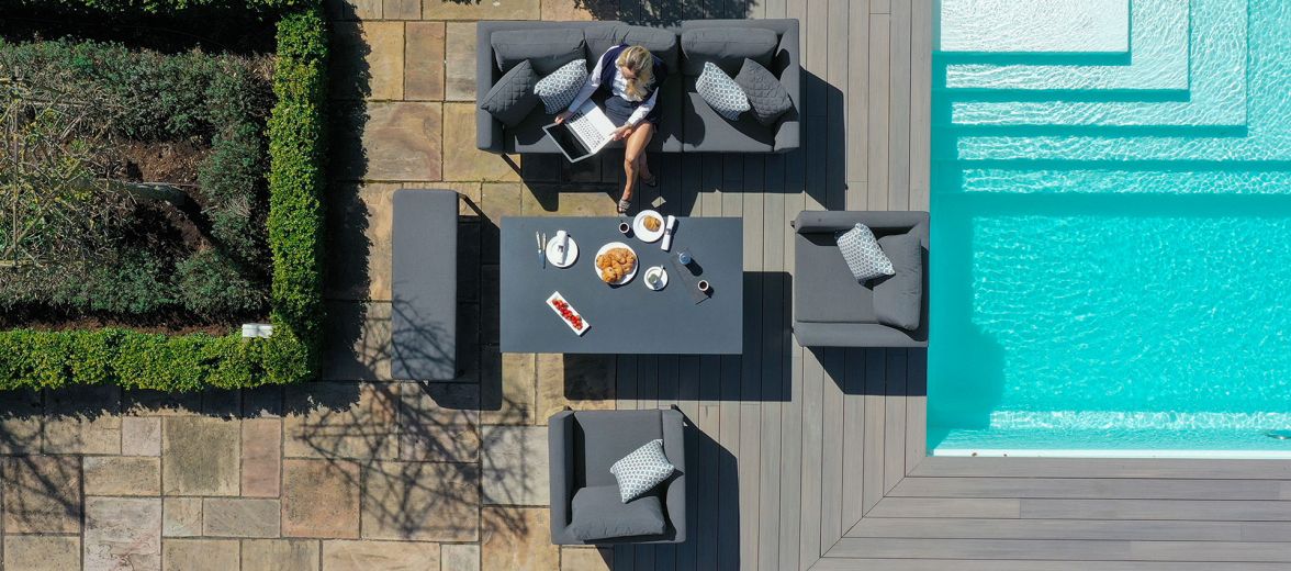 Outdoor fabric Pulse 3 Seat Sofa Set with Rising Table - Flanelle