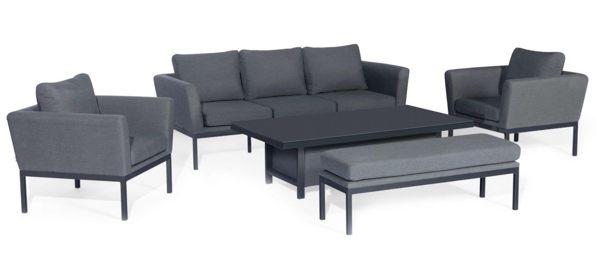 Outdoor fabric Pulse 3 Seat Sofa Set with Rising Table - Flanelle