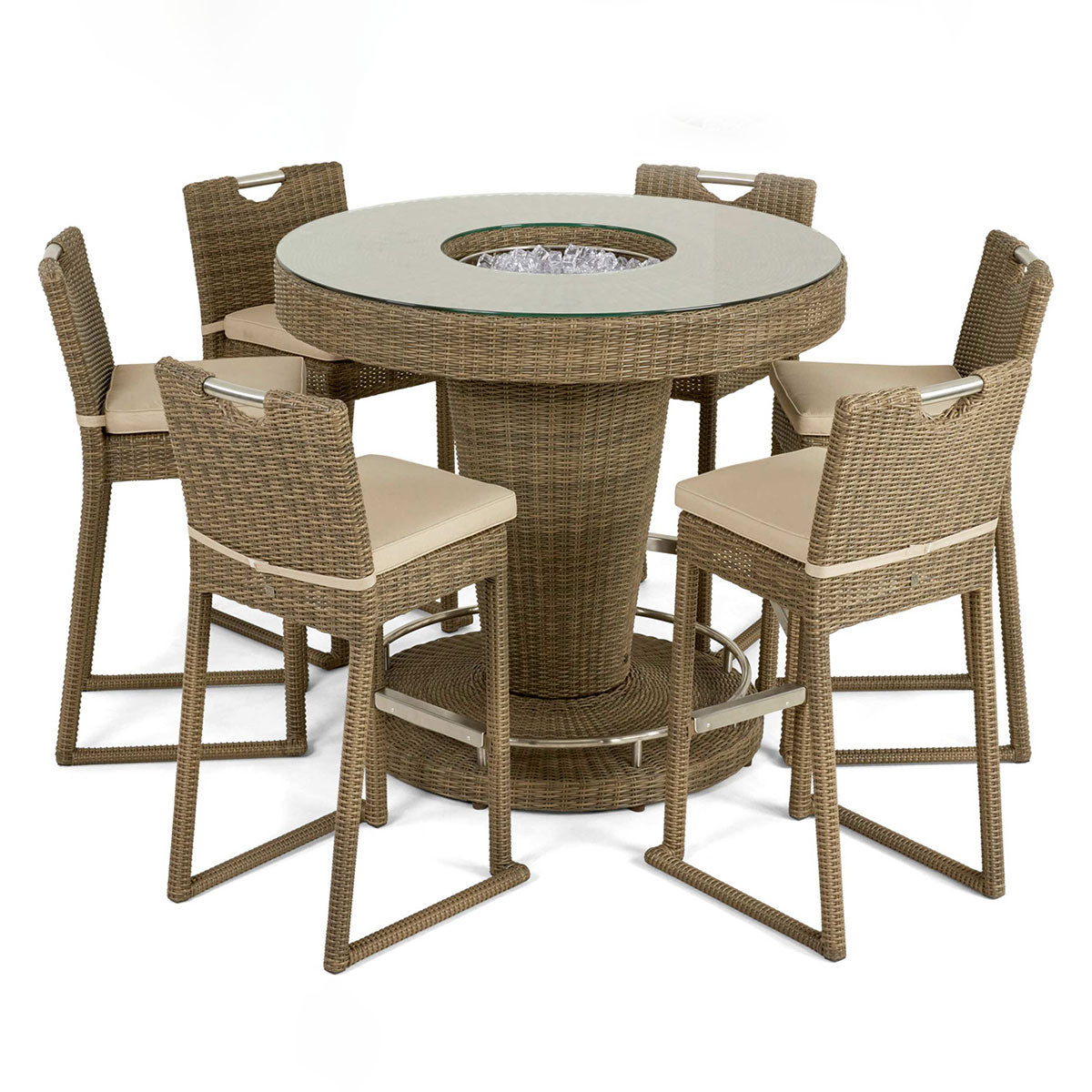 Winchester 6 Seat Round Rattan Bar Set