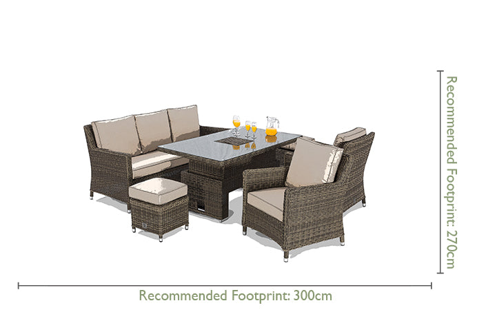 Winchester Sofa Dining Set with Rising Table & Ice Bucket