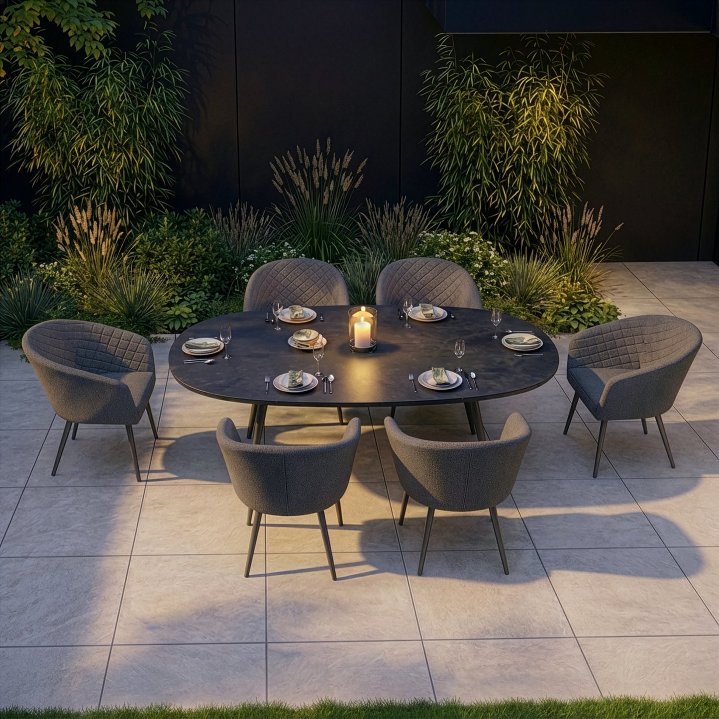 Outdoor Fabric Ambition 6 Seat Oval Dining Set - Zinc Grey