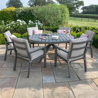 New York 6 Seat Round Aluminium Dining Set - Dove Grey