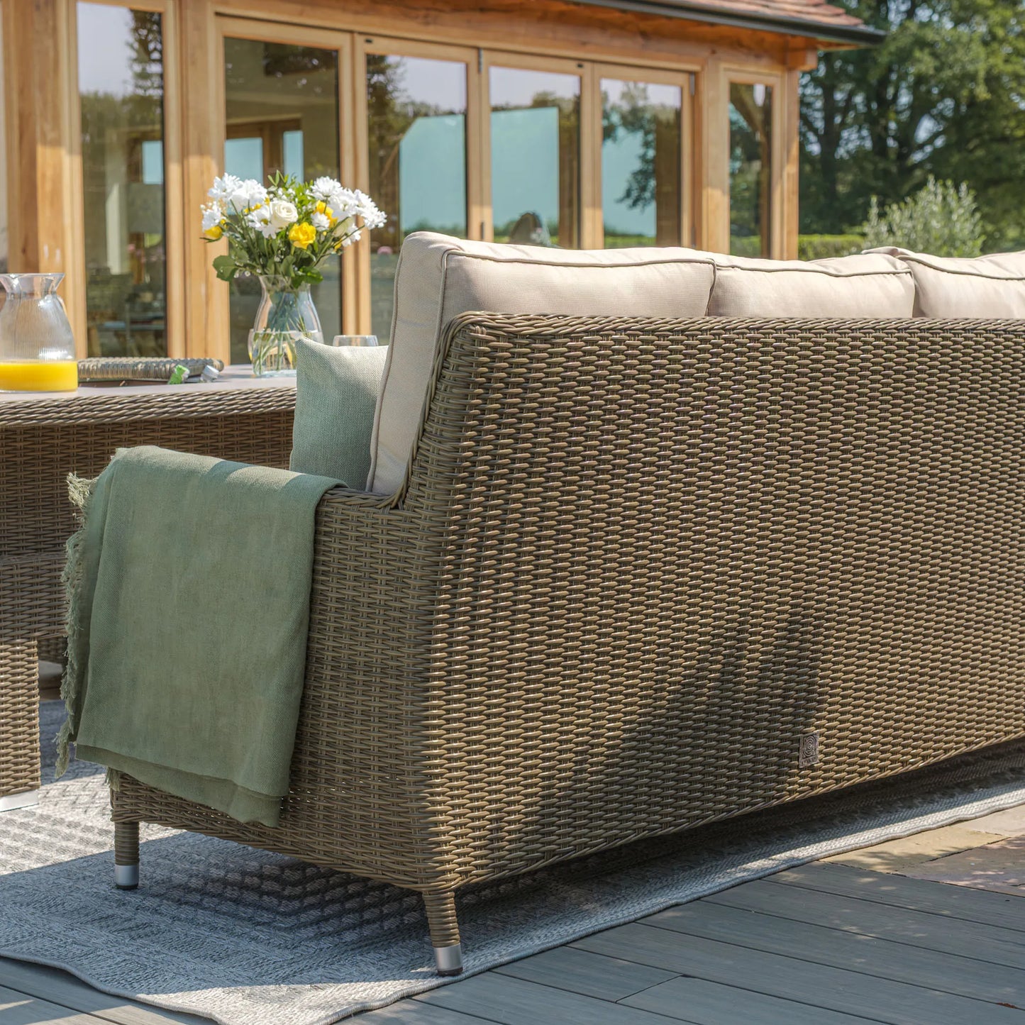 Winchester Corner Dining Set with Rising Table & Ice Bucket - Ceramic Glass Table