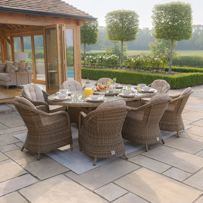 Winchester 8 Seat Oval Dining Set with Heritage Chairs and Lazy Susan