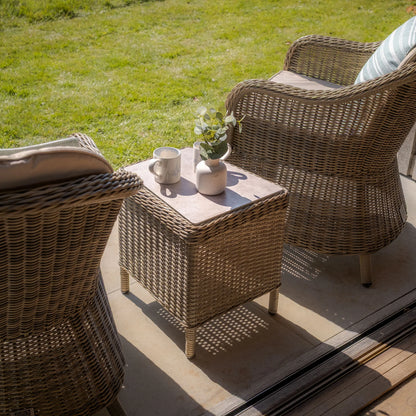 Winchester 3 Piece Rattan Bistro Set - Ceramic Glass