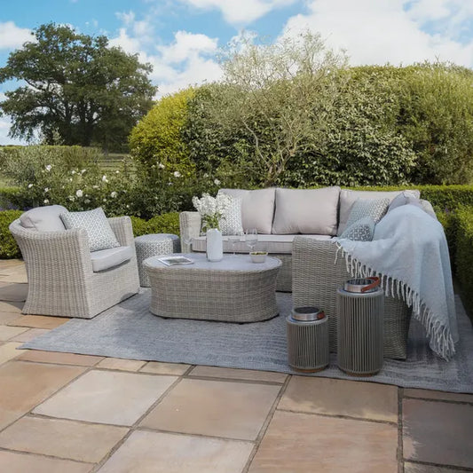 Oxford Small Rattan Corner Sofa With Armchair - Ceramic Top