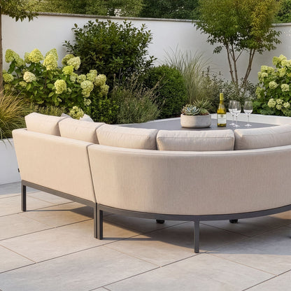 Outdoor Fabric Pulse Deluxe Square Dining Set with Rising Table - Oatmeal