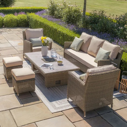 Winchester Sofa Dining Set with Rising Table & Ice Bucket - Ceramic Glass Table