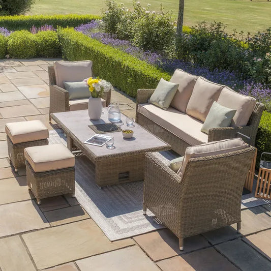 Winchester Sofa Dining Set with Rising Table & Ice Bucket - Ceramic Glass Table