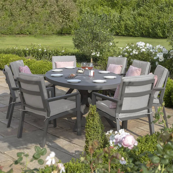 New York 8 Seat Oval Aluminium Dining Set - Dove Grey