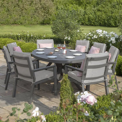 New York 8 Seat Oval Aluminium Dining Set - Dove Grey