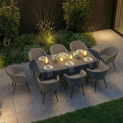 Outdoor Fabric Ambition 8 Seat Oval Dining Set - Zinc Grey