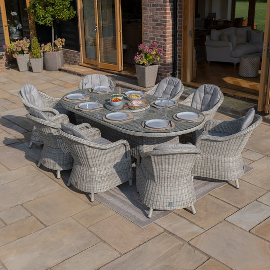 Oxford 8 Seat Oval Dining Set with Heritage Chairs & Lazy Susan