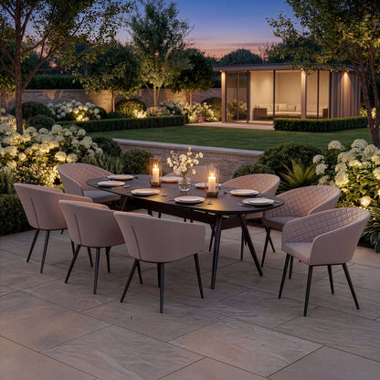 Outdoor Fabric Ambition 8 Seat Oval Dining Set - Oatmeal