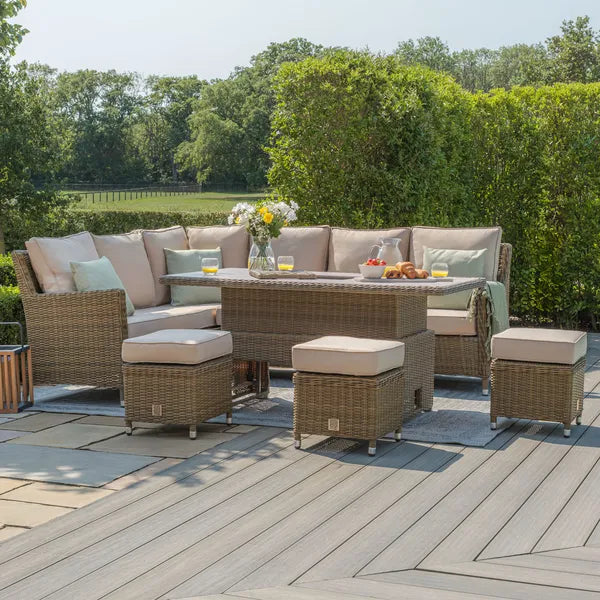 Winchester Corner Dining Set with Rising Table & Ice Bucket - Ceramic Glass Table